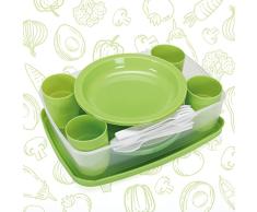 Juego de vajilla para 4 personas | 25 piezas | reutilizable, irrompible | Camping y Fiestas | 100% Made in Italy | 0% BPA