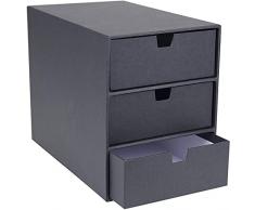 Bigso Box of Sweden Cajonera pequeña para documentos y material de oficina â Organizador de documentos con 3 cajones â Caja con cajones de tablero de fibras y papel â gris oscuro