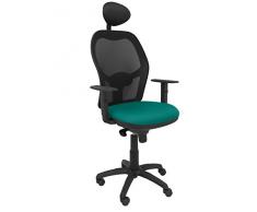 Piqueras Y Crespo (PIQU7) Silla Jorquera Malla Negra Asiento Bali Verde Claro con cabecero Fijo Oficina, Talla Unica