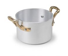 Ollas Agnelli Colección 1932 casseruolino Alto a Servir en Aluminio con Dos Asas de latón, diámetro 100 mm