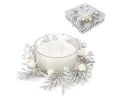Vela en vaso decorado navidad plata xl