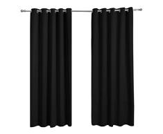 Sleepdown Cortinas Ultra Suaves con Ojales aisladas térmicamente para Dormitorio y Sala de Estar, 46 x 72 Pulgadas, Color Negro 2 Paneles