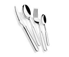 Monix MilÃ¡n - Set de cubiertos de 24 piezas con cuchillo chuletero, acero inoxidable 18/10, diseÃ±o contemporaneo, acabado pulido brillante, espesor 2 mm (6 comensales)