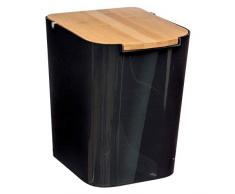 Papelera Naturéo de bambú con tapa 5L negra