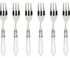 Bugatti ALC1M-N4217 Aladino 6 Piezas Juego de Cubiertos para Tartas Tenedores Acero/ABS Blanco 21 x 18 x 3 cm