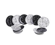 Vajilla de 18 piezas de porcelana, 6 plazas mesa en 2 colores diferentes decoraciones, taberna negra