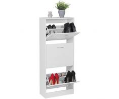 Wohnling - Zapatero (3 Compartimentos, 50 x 125 cm), Color Blanco