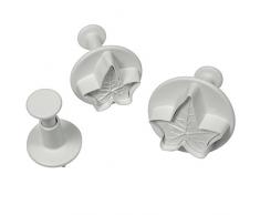 PME – Molde cortador émbolo cortador de hojas, plástico, Blanco, 3 unidades