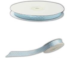 Cinta de raso de lunares de color azul cielo, rollo de cinta doble celeste, para caja de regalo, bombonera fiesta, bautizo, nacimiento, cumpleaÃ±os, ceremonia, grosor 10 mm, longitud L 50 metros
