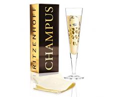 RITZENHOFF Champus - Vaso de champán (cristal, 205 ml, incluye servilleta de tela)