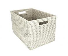 BYRMAY 40099 - Cesta Abierta, Mimbre, Blanco, Talla única