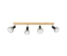 Homemania HOMBR_0053 Aplique de Pared Foco Olmo Cage, Madera, Metal, Negro, 75 x 10 x 19
