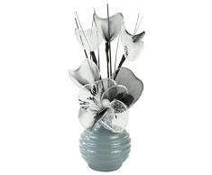 Flourish 792039-813 Mini Swirl - Par de jarrones con flores artificiales, 32 cm, Gris