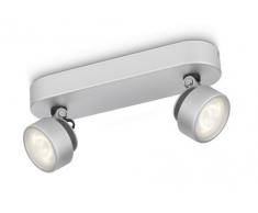 Philips myLiving Rimus - Barra de focos, LED, 2 luces, luz blanca cálida, IP20, color gris