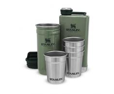 Stanley Adventure Pre-Party Vasos de Chupito + Petaca Set Hammertone Green – Acero Inoxidable Sin BPA - Petaca de Acero Inoxidable - Set de regalo - Apto Para Lavavajillas
