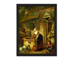 Lauwers Woman Drawing Water From A Well Painting Artwork Framed Wall Art Print 18X24 Inch Mujer Dibujo Agua De Pintura pared