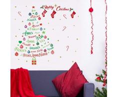Wallflexi Navidad decoración Pegatinas de Pared árbol de Navidad Feliz Navidad & Italiano Citas Pared murales Adhesivos salón niños guarderÃa Escuela Restaurante Cafe Hotel casa Oficina decoración