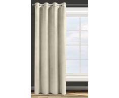 Eurofirany Rosa Cortina Opaca Terciopelo con Ojales - 1 Unidad, Panel, Suave, Drapeado, Clásico, Elegante, Salón, Dormitorio, 200 g/m², 140x250 cm, Beige