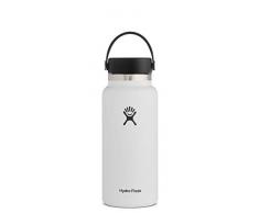 Hydro Flask Botella de agua isotÃ©rmica de 946Â ml (32 oz), acero inoxidable y doble pared al vacÃ­o, boca ancha con tapÃ³n Flex hermÃ©tico, White
