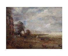 Constable Waterloo Bridge From Whitehall Stairs Painting Premium Wall Art Canvas Print 18X24 Inch Agua Puente De Pintura pared