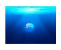 Póster de medusas solitarias azul agua grande para decoración de pared, 45,7 x 60,9 cm