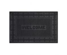 Relaxdays Felpudo Goma, 40 x 60 cm, Tapete Puerta Â«WelcomeÂ», Antideslizante, Resistente a la Intemperie, Pinchos, Negro
