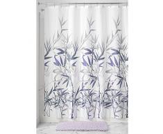 InterDesign Anzu Cortina de ducha | Cortina de baño lavable a máquina de 183 x 183 cm | Cortinas modernas con estampado floral para bañera o ducha | Poliéster lila/gris
