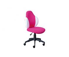 Inter Link Silla de Escritorio Infantil giratoria con Funda de Malla en combinación de Colores Frambuesa y Blanco, plástico, 52 x 56 x 94-104 cm