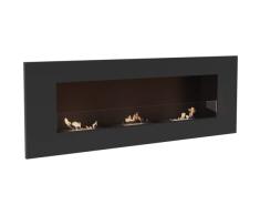 KRATKI Delta 3 Chimenea de Interior Bio Etanol | para instalación en Pared o empotrada l Recipiente orgánico 0,6 l, Certificado TÃV | Acero, acristalamiento, 40 x 120 cm, Negro