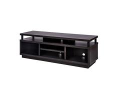 Iris Ohyama, Mueble de TV /TV mueble/ Mueble de TV con 5 estantes abiertos / TV hasta 55, Madera maciza, orificios para cables, Oficina, Sala - TV Cabinet Middle - OTS-125M - Roble negro