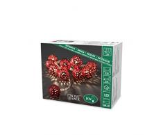 Konstsmide LED guirnalda, pequeñas bolas de metal rojo, 10 diodos de luz blanca cálida, funciona con pilas, interior, 3 x AA 1,5 V exklusive, cable transparente 3188-553