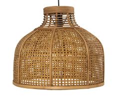 DRW Lampara de techo redonda de madera en natural 46x46x39cm, cable 165cm