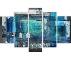 Legendarte Oval Perla en Azul Mármol Impresión Digital sobre Lienzo, cm. 150x100 (5 Panels)