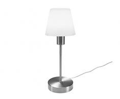 meineWunschleuchte LÃ¡mpara de mesa clÃ¡sica MATHA con regulador tÃ¡ctil, pantalla de cristal, color blanco y nÃ­quel