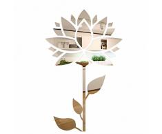 FLEXISTYLE Espejo Decorativo Sunflower, 3mm Acrylic Mirror from EU, Living Room, Bedroom, Hallway, Unbreakable, DIY Home Decoration, Silver, Made in EU