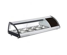 Lacor - 69605 - Vitrina Refrigerada, Expositor de Alimentos, Cristal y Acero Inoxidable, Capacidad: 4xGN 1/3, 160 W, Termostato Regulable: 0ºC - 12ºC