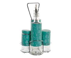 Dekodonia S3009375 Vinagrera Acero Inoxidable Cristal, 4 pcs