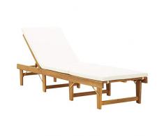 vidaXL Tumbona Plegable con cojÃn de Madera de Acacia sólida