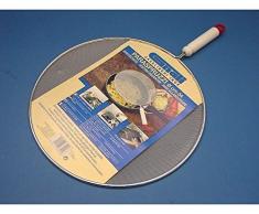 Faldillas producto de red D Aluminio a trama tupida. ProDigital _ para proteger Dagli salpicaduras de congelados o cotture de cocina. Va posizionato sobre Ollas o Sartenes Come un Tapa. Completo de mango de plástico.