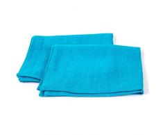 Linenme Toallas de Mano de Lino en Color Turquesa Modelo Lara 42x70cm, Hecho en Europa, Ropa de baÃ±o, Suave, Pre Lavado