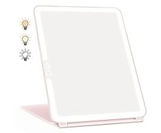 WEILY Espejo Maquillaje con Luz, Espejo Tocador con 72 Luces LED, Pantalla TÃ¡ctil Tres Colores Ajustable Espejo Led, 2000mA USB Recargable Espejo para Viajar (Rosa)