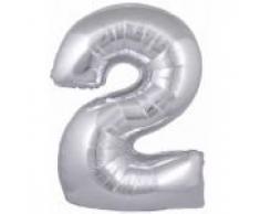Eleganza Globo de Helio de Plata con nÃºmero 2, 76,2 cm