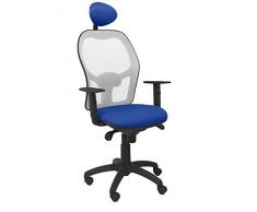 Piqueras Y Crespo (PIQU7) Silla Jorquera Malla Gris Asiento Bali Azul con cabecero Fijo Oficina, Talla unica