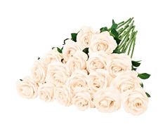 GONICVIN Flores Artificiales, 20 Rosas Artificiales con Tallos Largos, Ramos de Flores realistas para Manualidades, Bodas, Fiestas, hogar, Decoraciones del dÃa de San ValentÃn (champán)