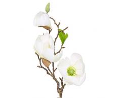 Aufora Magnolia - Tallo de Flores Artificiales, 50 cm de Alto, pequeño, Color Blanco, 53 cm