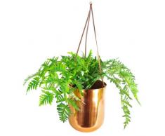 Maceta Colgante de Cobre con Planta Artificial de Hoja perenne de 60 cm
