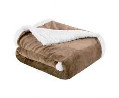 PETTI Artigiani Italiani Sofa, Cama, Manta Reversible, Lana y Microfibra, Muy Suave y Cálida, 100% Made in Italy, Beige, 200x220 cm
