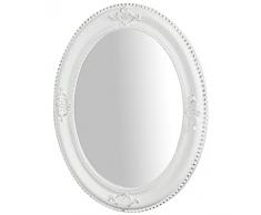 Biscottini Espejo de Pared baÃ±o y Dormitorio 56x66x4 cm | Espejo Entrada de Pared con Ganchos | Espejo Blanco