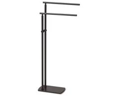 Gedy Florida Toallero de pie, Acero Inoxidable, Negro, 15,3x39,4x89,9