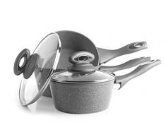 Salter, Gris Juego de 3 cacerolas antiadherentes de Aluminio Forjado BW02986G de la colección Marble, 16/18/20 cm, 3 Piezas